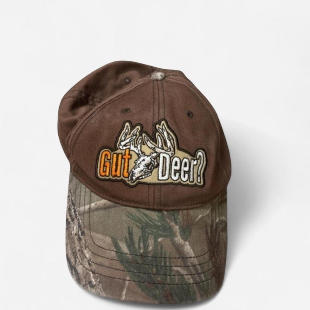 Buck Wear Gut Deer Hunting Hat Camo Brown Embroidered Baseball Cap OSFM